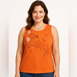 Penmans womens Y2K inspo boho tank size large coquette herbalist orange FLAWED